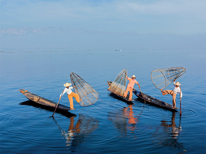 Image Asie Birmanie pecheurs de lac inle