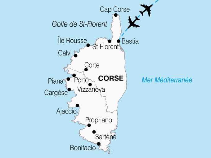 CARTE France Corse Nord Sud  shhiver 