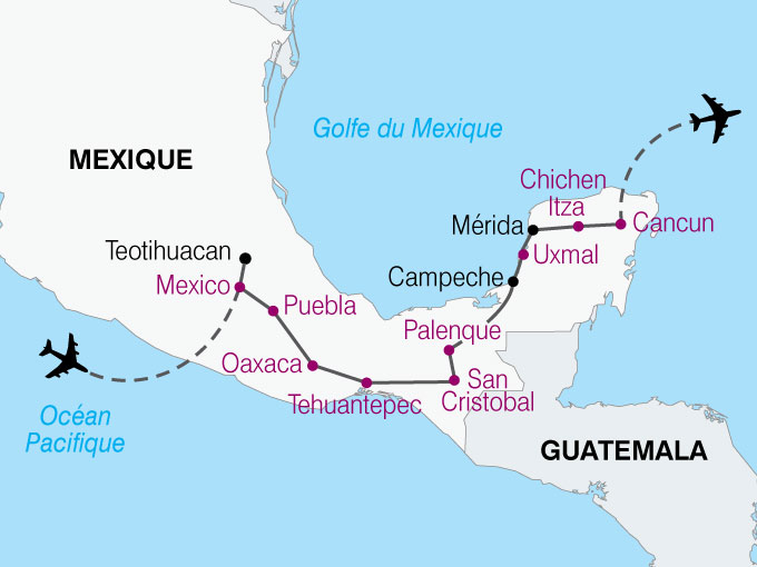carte Mexique traces mayas  nthiver 