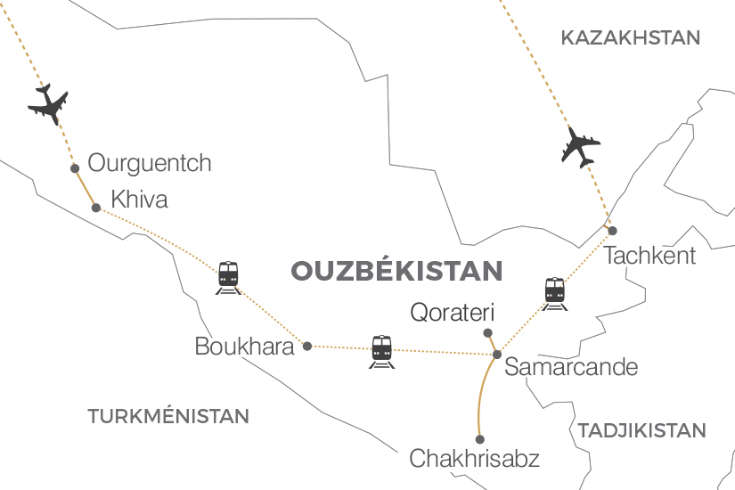 carte Ouzbekistan La Route de la Soie Pouchkine Tours 19_286 143700