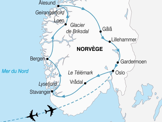 carte norvege grand tour fjords 